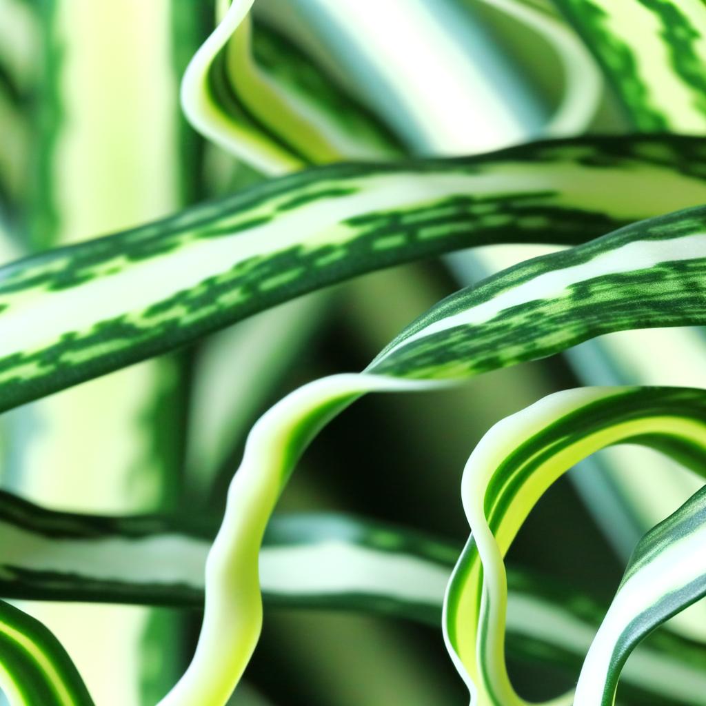 Close-up of curly spider plant leaves showing distinctive wavy texture.