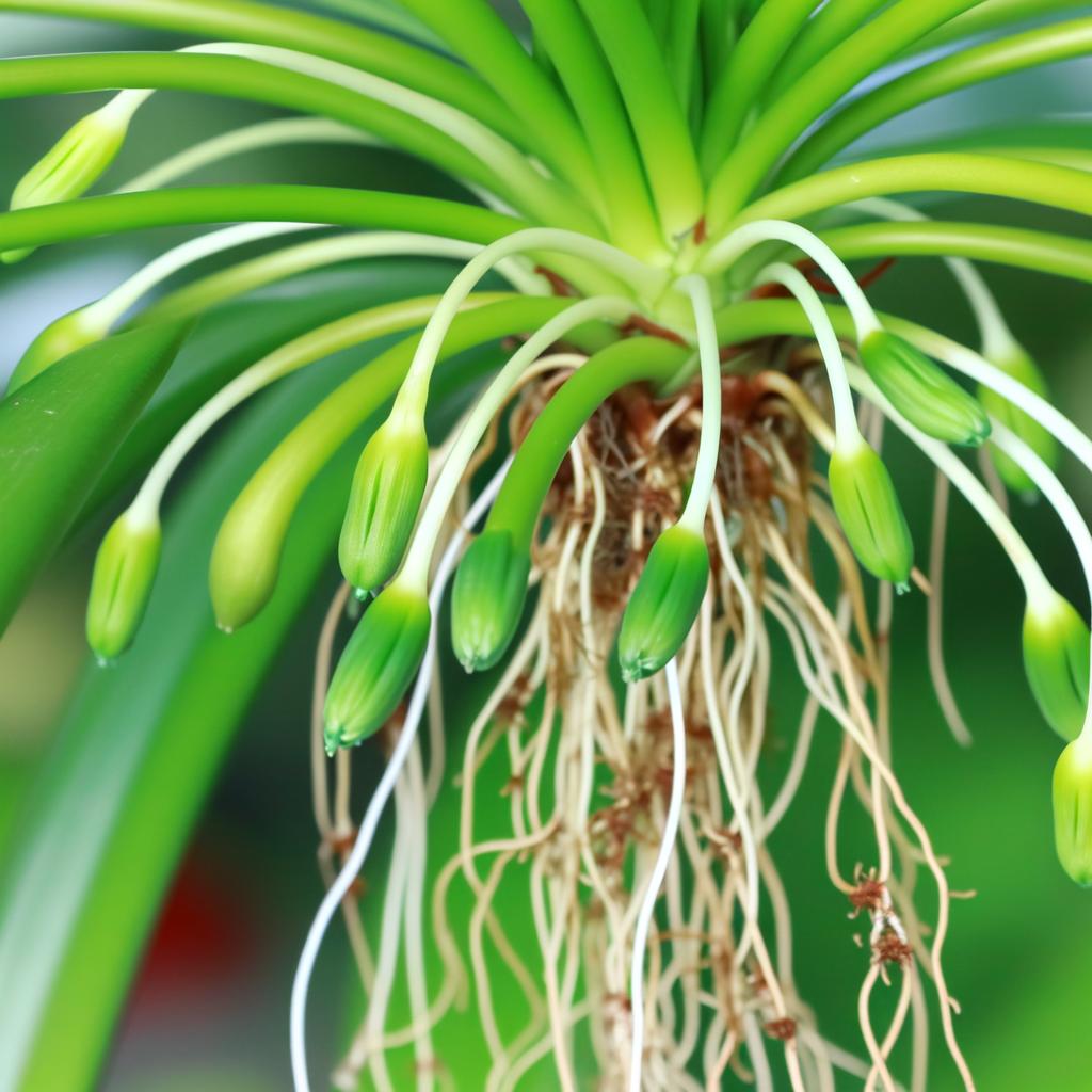 Spiderettes ready for propagation on a healthy spider plant.
