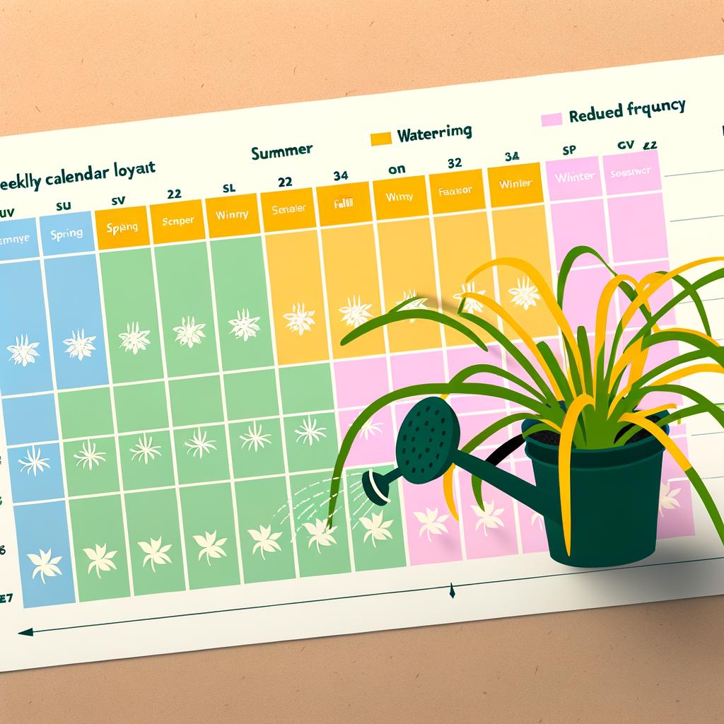 Spider plant watering schedule visual calendar for all seasons.